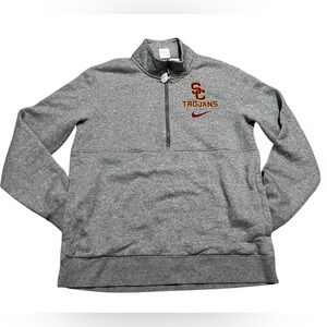 Nike USC Trojans 1/4 Zip Men's pull over Sweater sweatshirt gray large DEFECTS